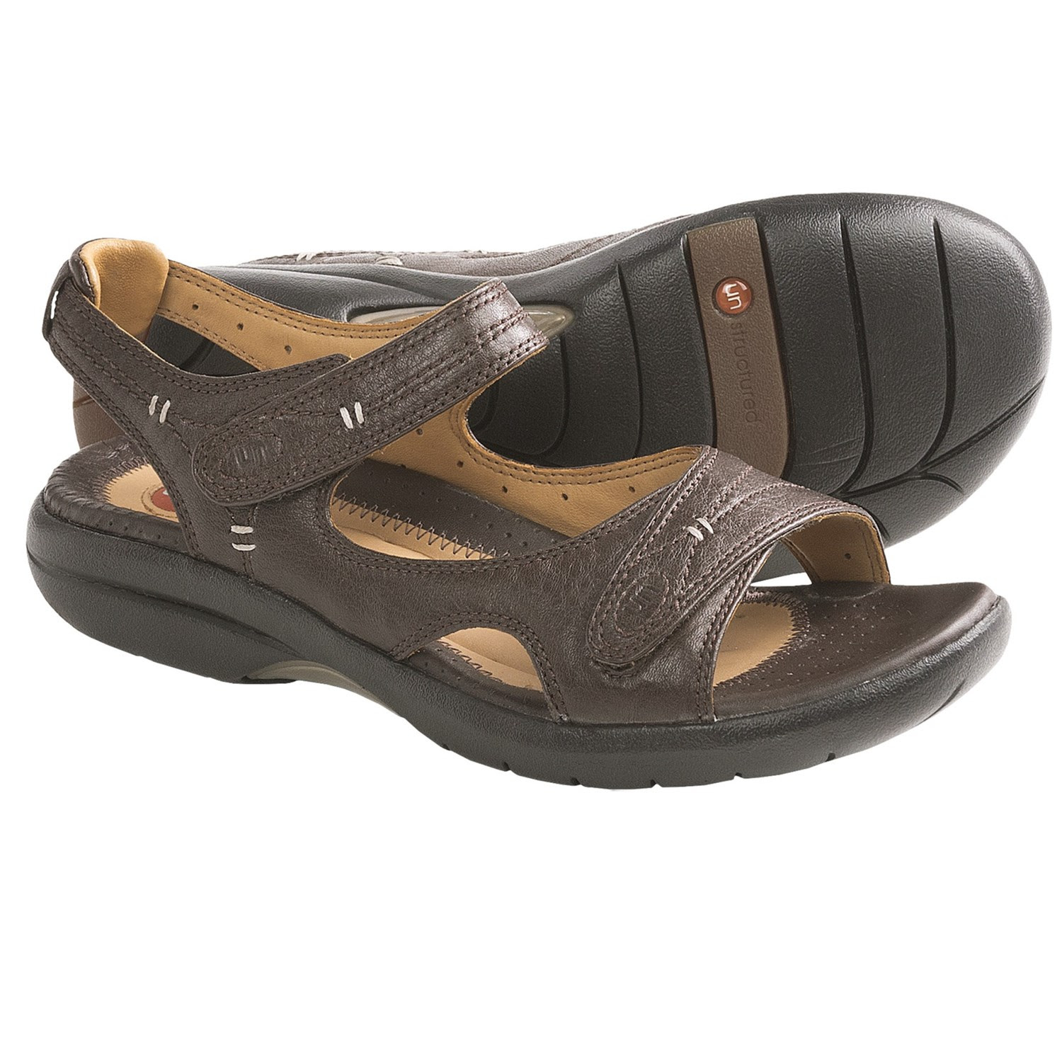 Clarks Un.Hatch Sandals - Leather (For Women) in Dark Brown Leather