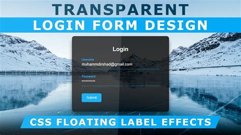 transparent login form  floating placeholder text