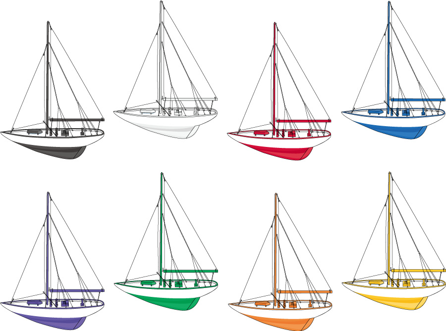 フリーイラスト 8種類のヨットのセットでアハ体験 Gahag 著作権フリー写真 イラスト素材集