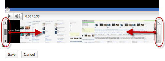 screenshot of YouTube editor