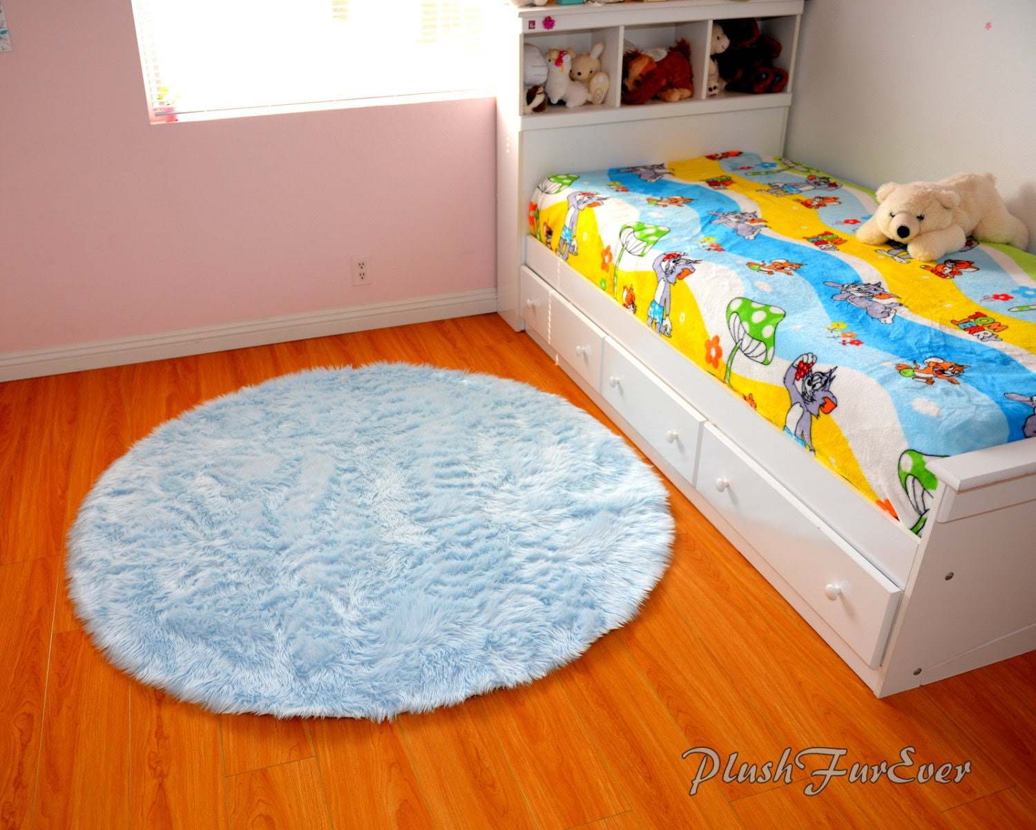 Baby blue area rug