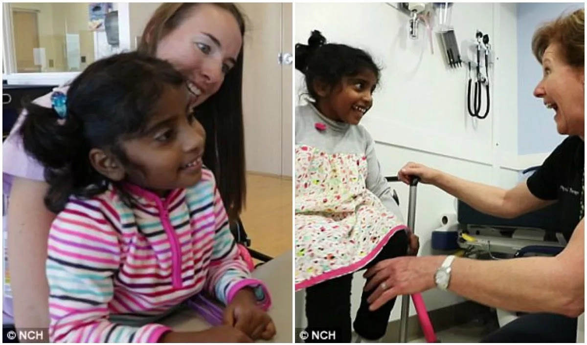 Girl, 5, with cerebral palsy walks for the first time after surgery