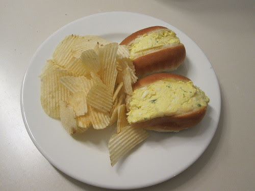 Chips, egg sandwiches