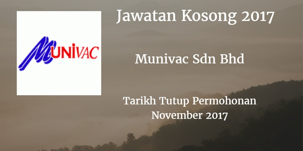 Jawatan Kosong Munivac Sdn Bhd November 2017