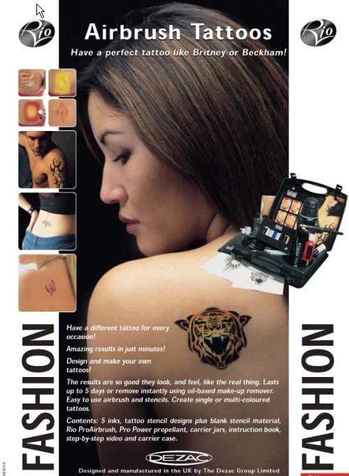The rio airbrush tattoo kit includes everything necessary to create 