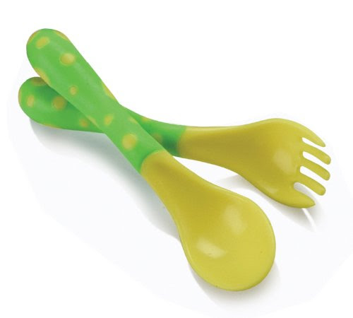 Nuby 4 Pack Spoon and Fork, Colors May Vary