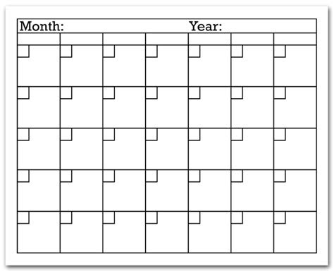  printable blank calendar pages
