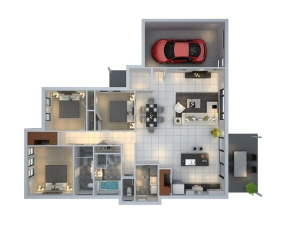 3 bedroom house with garage plan