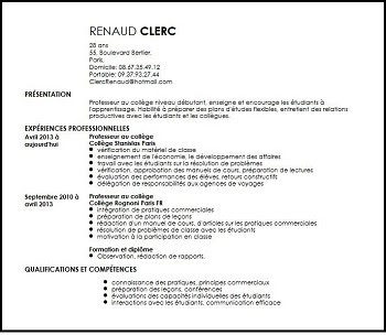 Exemple de cv collegien