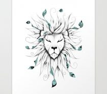 Leafy Lion: Resplendent in grey and teal tones, this lion loves sleeping among the brushes. Place him before your garden entrance for a nice indoor-outdoor segue.