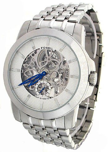 Fossil Men's Skeleton Silver Dial Watch ME1028