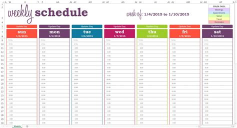  weekly calendar template with times excel template calendar design