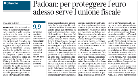 Padoan Serve Unione Fiscale