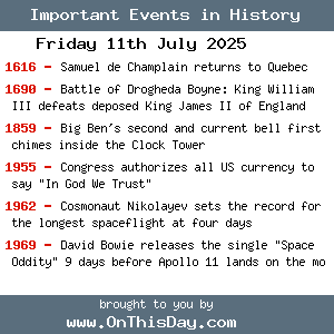 Important Events & Today in History by HistoryOrb.com