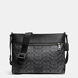 SAM CROSSBODY IN EMBOSSED SIGNATURE - COACH f71717 - BLACK ANTIQUE NICKEL/CHARCOAL