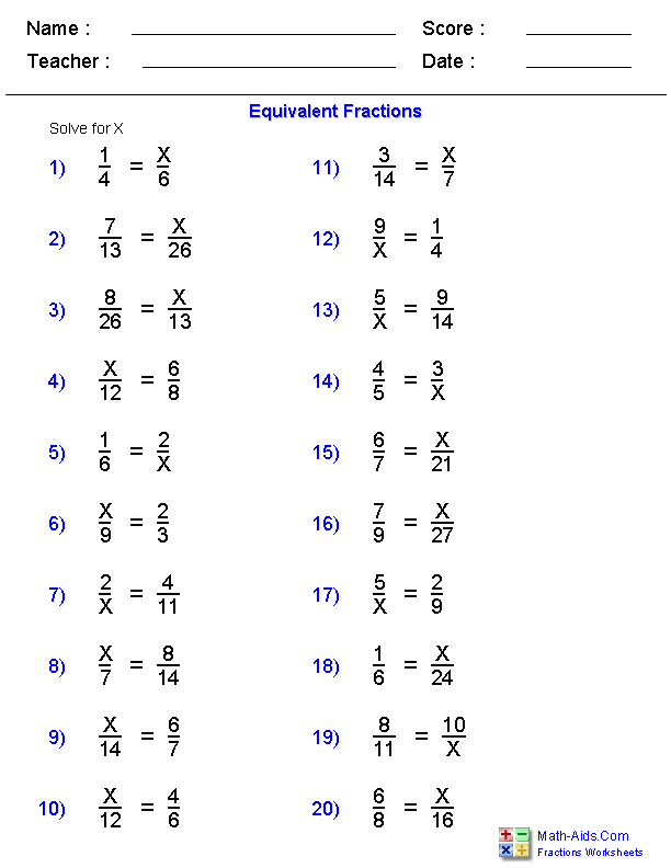Fractions Worksheets Printable Fractions Worksheets For Teachers