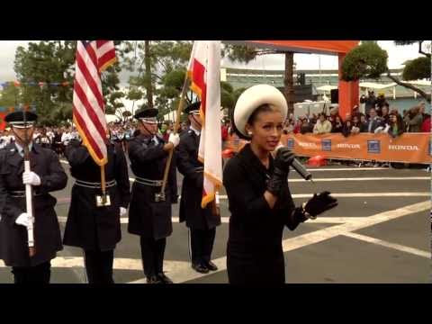 Melody Thornton Sings The National Anthem at LA Marathon