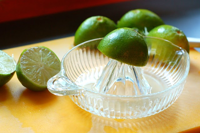 Juicing limes by Eve Fox, Garden of Eating blog, copyright 2012