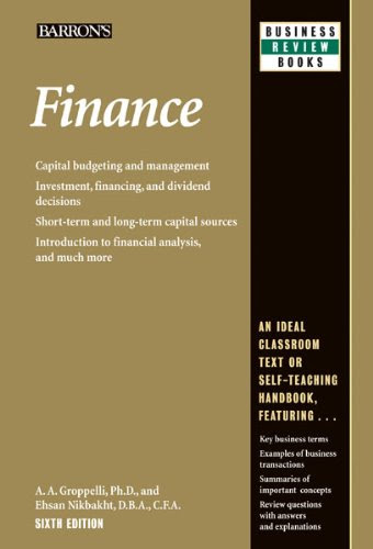 Finance (Barron's Business Review Series), by Ehsan Nikbakht, A.A. Groppelli