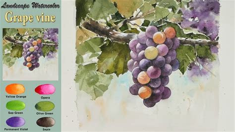 grape vine landscape watercolor wet wet arches