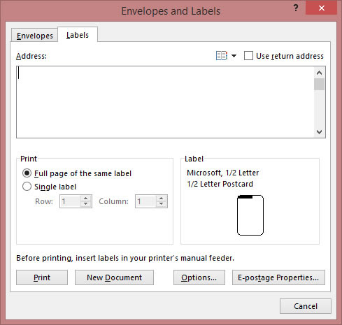 Ms Word: How Do I Print Labels