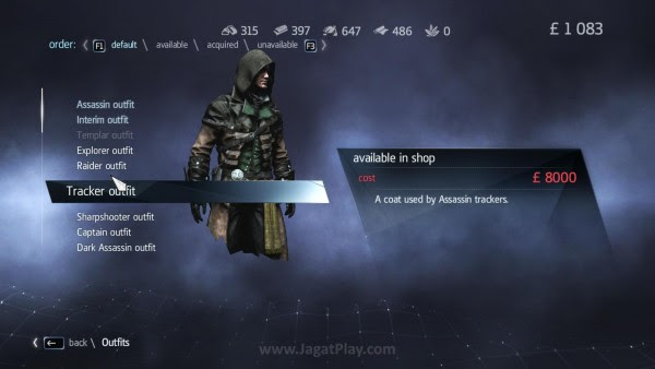 Banyak variasi kostum yang bisa Anda gunakan sambil bertualang di dunia Assassin's Creed Rogue