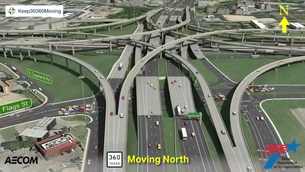 Arlington(TX): Interchange at IH 30 and SH 360 construction