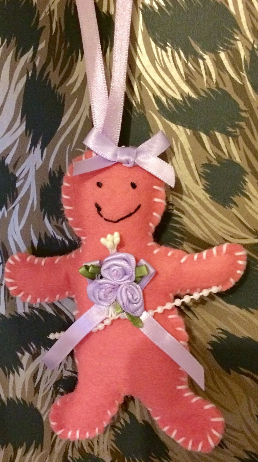 Handmade baby pink gingerbread girl