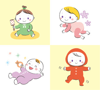 赤ちゃんイラスト おすわり はいはい たっち アトリエ ハンナ