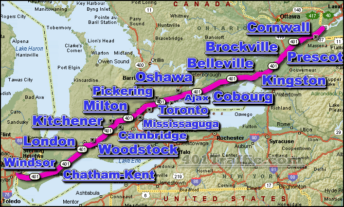 ontario road closures map Highway 401 Traffic Conditions ontario road closures map