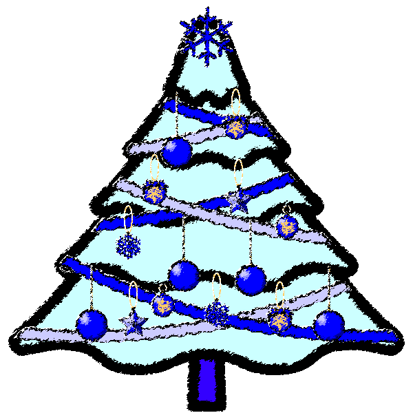 手書き風でかわいいクールな青いクリスマスツリーの無料イラスト 商用フリー オイデ43