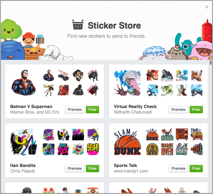 sticker store for facebook reactions