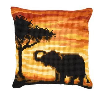  Vervaco Stickkissen Motiv Afrika Elefant