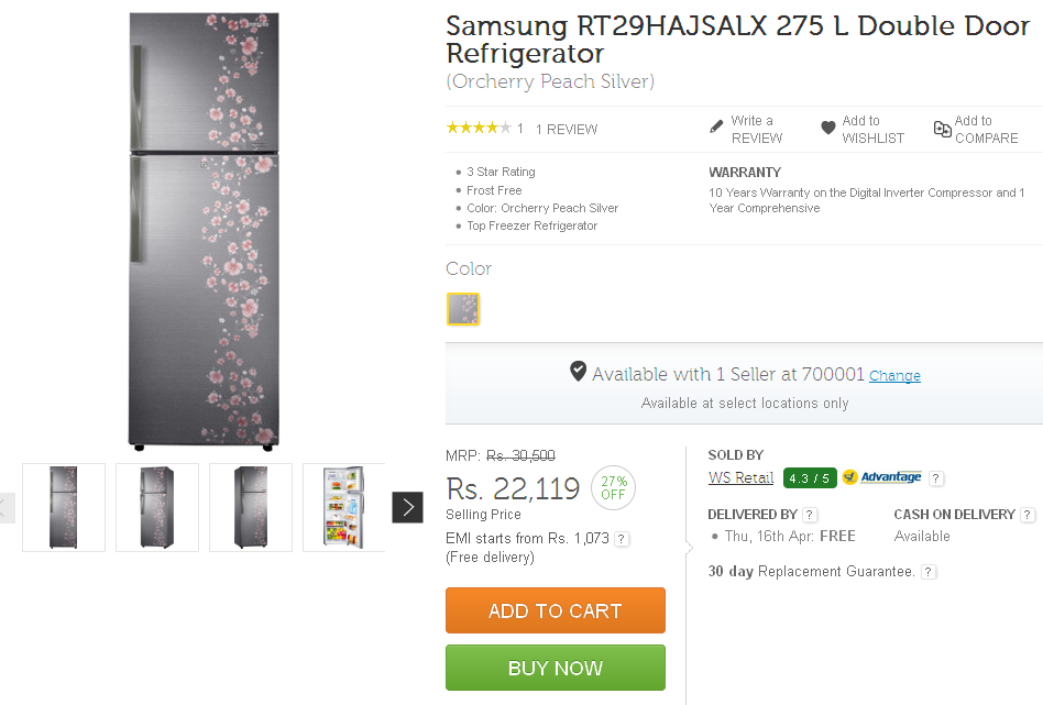  RT29HAJSALX 275 L Double Door Refrigerator for Rs. 22119.0 at Flipkart 948 x 641 · 166 kB · png