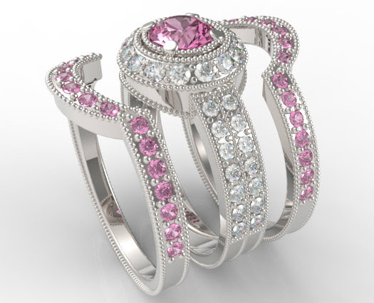 Gemstone engagement ring sets