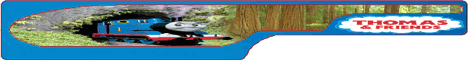 Animated banner of Thomas the tank with smoke in raindow colors
