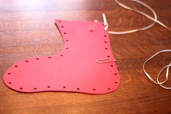 Setup to make a classic Christmas Stocking craft