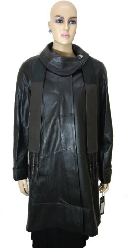 Women's Lamb Leather Long Coat - Black/Brown