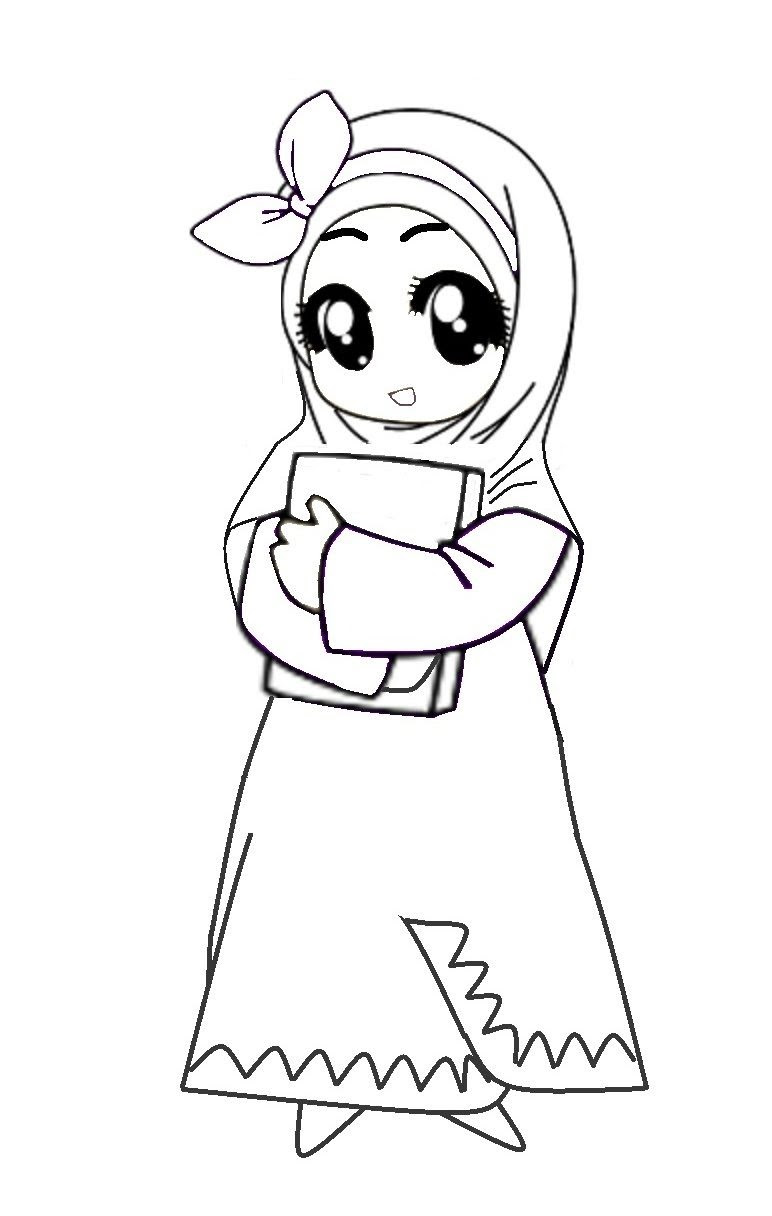 Warnakan Gambar Kartun Muslimah Cute
