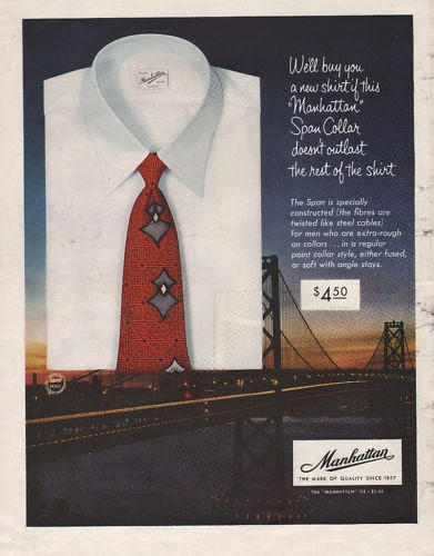 Manhattan men's shirts, 1950. #vintage #1950s #menswear #ads