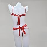 New Sexy Lingerie HalterTeddies Mesh Bodysuit Set  Red  one size 