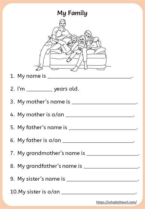  worksheet for grade 1 on my family shotwerk