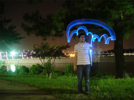 time lapse photography light graffiti umbrella
