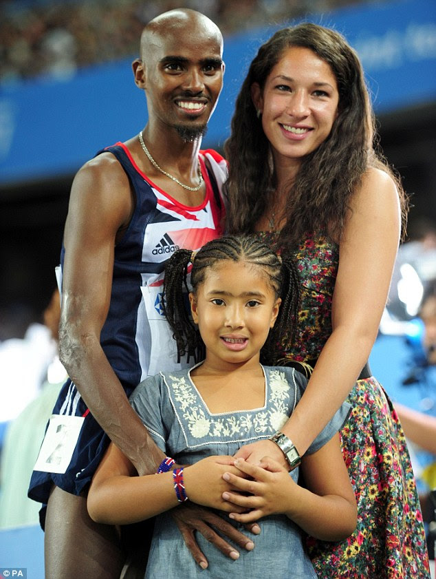 Growing brood: Mo is father to twin daughters and stepfather to wife Tania's daughter Rhianna