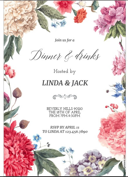 12 Free Sample Dinner Invitation Card Templates Printable Samples