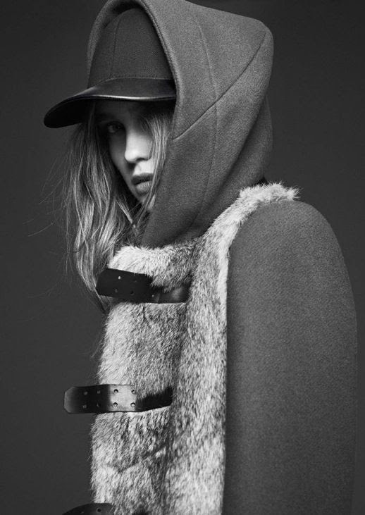 LE FASHION IMAGE SANDRO FW 2012 CAMPAIGN LOOKBOOK LEATHER BASEBALL CAP HAT FUR LINED VEST COAT NATURAL BEAUTY CLEAN CLASSIC 1