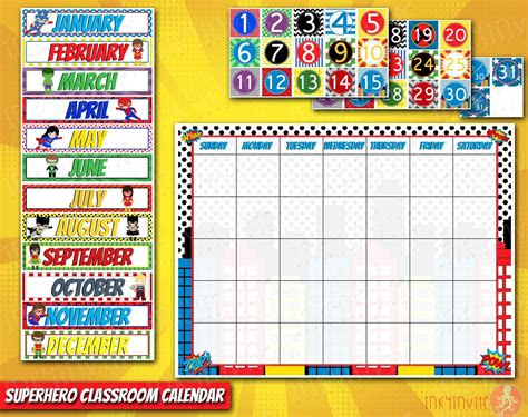  free printable classroom calendar template printable templates