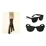 Classic Eighties Dark Black Wayfarer Sunglasses W/ Free  Eyewear Cord