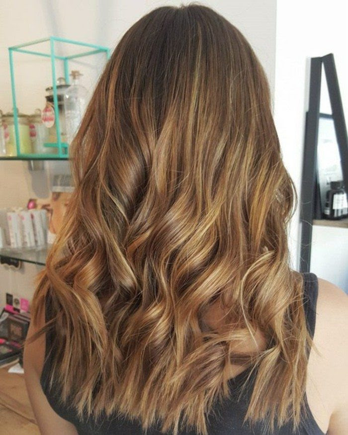 dark hair with caramel highlights