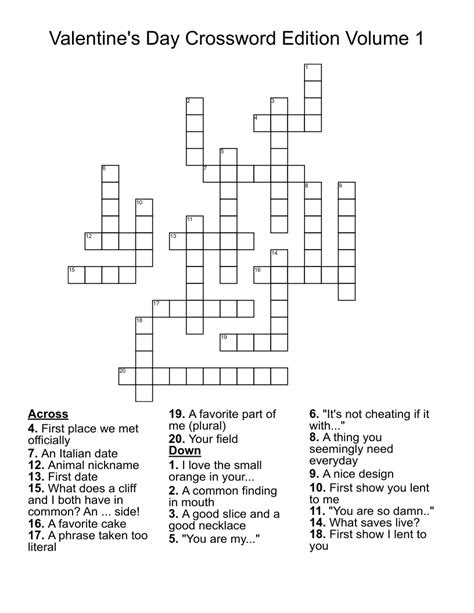  valentines day crossword edition volume 1 wordmint